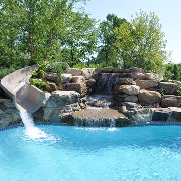 Salt Water Pool Renovation with Water Slide