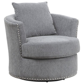 Lexicon Morelia Chenille Swivel Chair in Dark Gray