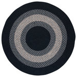 Colonial Mills - North Ridge Bordered Indoor Rug Rustic Farmhouse Wool NG59 Navy, 5'x5' Round - A sophisticated palette of colors creates an inviting and smart look in this wool-blend braided rug.