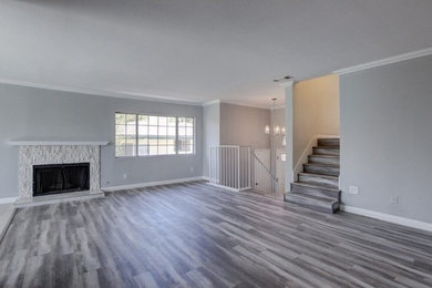 Example of a transitional family room design in Orange County