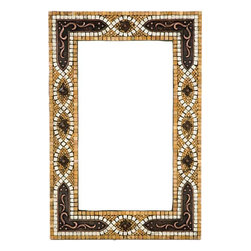 Stone mosaic mirror frame with metal inlay - Bathroom Mirrors