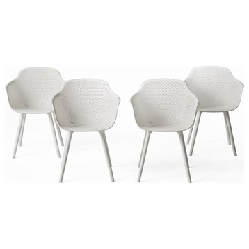 Lotus Outdoor Dining Chair, Set of 4, White