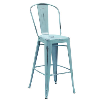 Turquoise Bar Stools And Counter, How To Paint And Distress Metal Bar Stools