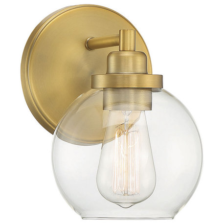 Carson Bathroom Vanity Light, Warm Brass, 1-Light Bath