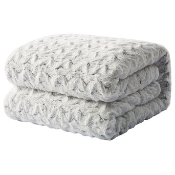 Tache Faux Fur Snowy Gray Throw Bed Blanket, 50x60