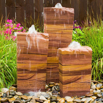 Real Stone Artisan Triple Fountains