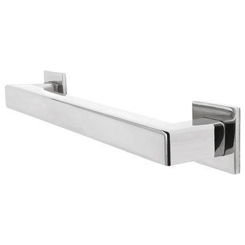 Blended Stainless Steel Mitered Grab Bar, 12", Bright Polished