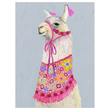 "Llama With Apron - Soft Blue" Canvas Wall Art by Cathy Walters
