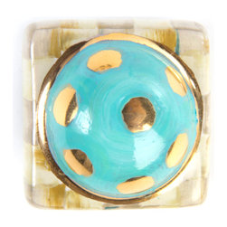 Petit Four Square Knob - Parchment Check | MacKenzie-Childs - Cabinet And Drawer Knobs