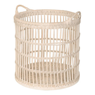 Kouboo Large Striped Wicker Storage Basket