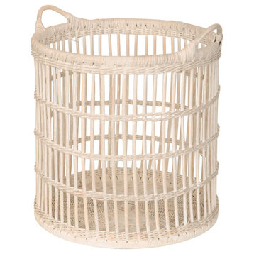Round Rattan Open Weave Storage Basket, Large