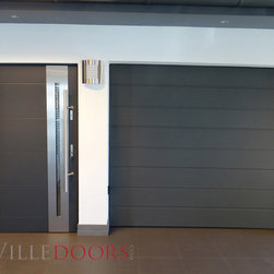 Stainless Steel Modern Front Entry Door with Glass. Hurricane impact entry door - Front Doors