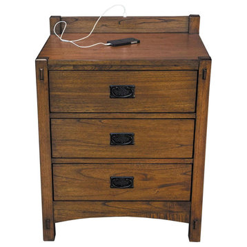 Classic Nightstand, Mindi Wood Frame With Full Extension Drawers, Harvest Brown