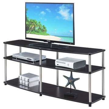 Pemberly Row Contemporary 3 Tier Wood TV Stand for TVs up to 60" in Espresso