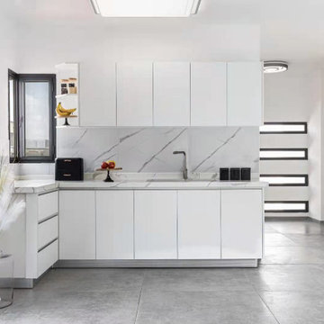 Bright Minimal Handleless White Kitchen Full Finished View