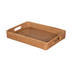 Loma Rattan Serving Tray With Cut-Out Handles, Honey-Brown