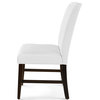 Tufted Side Dining Chair, Set of 2, Fabric, Wood, White, Cafe Bistro Restaurant