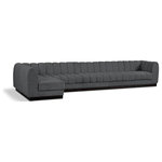 Meridian Furniture - Quinn Chenille Upholstered 6-Piece L-Shaped Modular Sectional, Grey - The Quinn Modular Sectional is a stunning piece crafted in a rich and luxurious grey chenille fabric. Its awe-inspiring design and exceptional quality make it a perfect addition to any space, whether it's a living room, bedroom, or office. The sectional's plush cushioning and sturdy frame provide both comfort and durability, ensuring that it will be a favorite for years to come. Whether you're looking for a statement piece or simply a comfortable seating option, the Quinn sectional is an excellent choice.