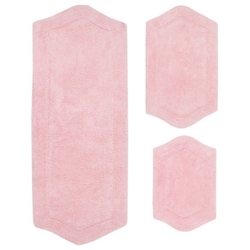 Waterford Collection Tufted Bath Rug, 3-Piece Set With Runner, Pink