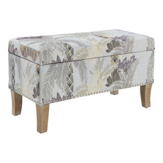 Riverbay Furniture Leaf Print Wood Upholstered Storage Ottoman in Gray -  Tropical - Footstools And Ottomans - by Homesquare | Houzz