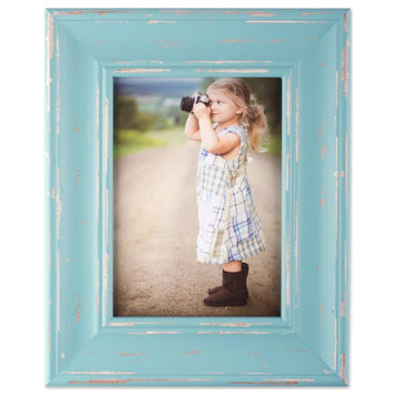 DII 5x7" Farmhouse Wood Composite Picture Frame in Distressed Blue