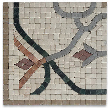 Marble Mosaic Border Decorative Accent Tile Carina 7.5x7.5 Tumbled, 1 piece