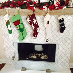 Hand Placed 4" Moroccan Marble Mosaic Tiles at Fireplace Surround - Fireplace Accessories
