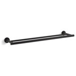 Kohler - Kohler Purist 24" Double Towel Bar, Matte Black - Purist accessories combine a sculptural form with the simple functionality of architectural style. At home in contemporary bathrooms, this brass double towel bar offers a distinctive way to display your towels. Ideal for storing towels in the bathroom environment.