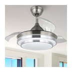 Modern Reversible Ceiling Fan with Light , 6-Speed Retractable ceiling fan, Silver (Recommend), 36"