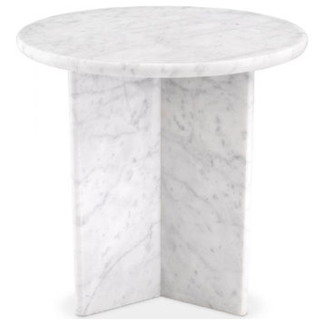 White Marble Round Side Table | Eichholtz Pontini