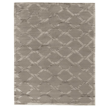Metro Velvet Hand-Knotted New Zealand Wool and Viscose Beige Area Rug, 6'x9'