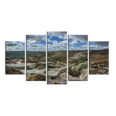 "Clouds and Stones Under Wild Clouds" Metal Wall Art, 5 Panels, 60"x32"