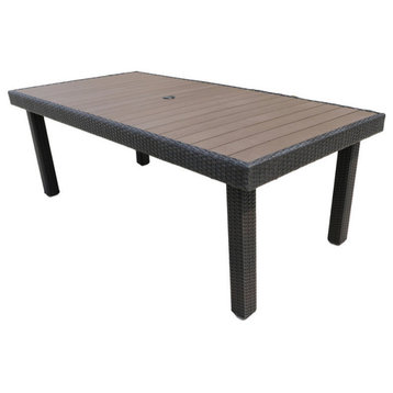Okemus Outdoor Furniture, Wicker Rectangular Dining Table, Brown