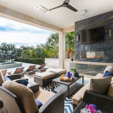 Blue Bahia Fireplace
