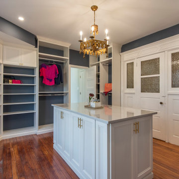 Large Walk-in Closet w/ Island Dresser, Shelving, Accessories, etc.