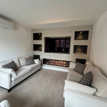 Media Wall Featuring Luxury, Realistic Electric Fire