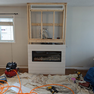 Modern gas fireplace - linear with shiplap finish