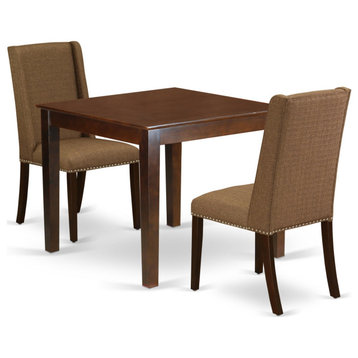3-Piece Kitchen Set Table, 2 Chairs, Brown Beige Dining Chairs Seat