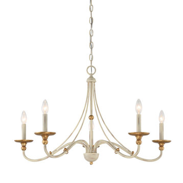 Westchester County 5-Light Chandelier in Farm House White With Gilded Gold