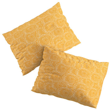 Deny Designs Julia Da Rocha Dahlias Yellow Pillow Shams, Set of 2, Standard