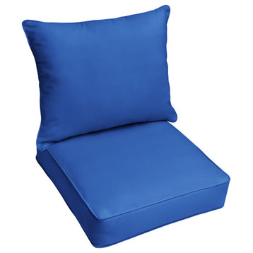 Sunbrella Canvas True Blue Outdoor Deep Seating Pillow and Cushion Set, 23x25