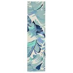 Liora Manne - Capri Palm Leaf Indoor/Outdoor Rug, Blue, 2'x8' Runner - This hand-hooked area rug features a vibrant abstract design with navy, blue and aqua stylized palm leaves. A modern interpretation of tropical foliage, this pattern will effortlessly compliment any space inside or outside your home.  Made in China from a polyester acrylic blend, the Capri Collection is hand tufted to create bright multi-toned detailed designs with a high-quality finish. The material is flatwoven, weather resistant and treated for added fade resistant making this the perfect rug for indoor or outdoor placement. This soft, durable piece is ideal for your patio, sunroom and those high traffic areas such as your entryway, kitchen, dining room and living room. A fresh take on nautical style, these area rugs range in style from coastal to tropical motifs that beautifully accent your home decor. Limiting exposure to rain, moisture and direct sun will prolong rug life.
