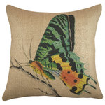 The Watson Shop - Butterfly Burlap Pillow - Add a little charm to your living space! This handmade burlap pillow features a lovely butterfly print. Its bright colors make this piece perfect for almost any decor, from country to rustic to eclectic. Place it on a sofa, bed, or chair for a touch of comfort and nature.