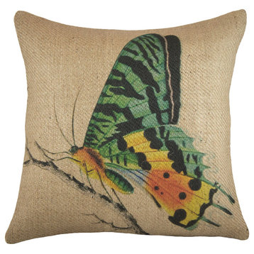 Butterfly Burlap Pillow