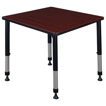 Kee 30" Square Height Adjustable Classroom Table, Mahogany