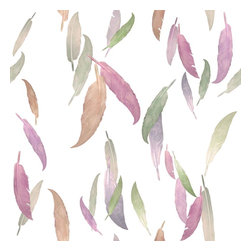 Feather Wallpaper in Mauve by Brett Design - Wallpaper