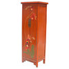 Chinese Orange Thick Oil Flower Graphic Narrow Cabinet