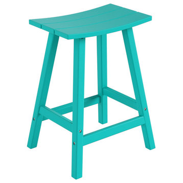 WestinTrends 24" Outdoor Patio Adirondack Plastic Counter Stool, Saddle Seat, Turquoise