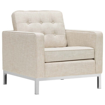 Fiona Beige 2 Piece Upholstered Fabric Sofa And Armchair Set