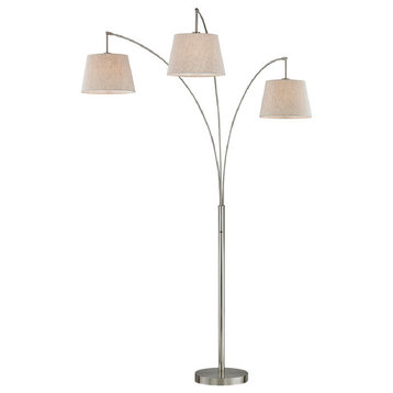Artiva LUCE 84" Modern LED 3-Arch Brushed Steel Floor Lamp With Dimmer
